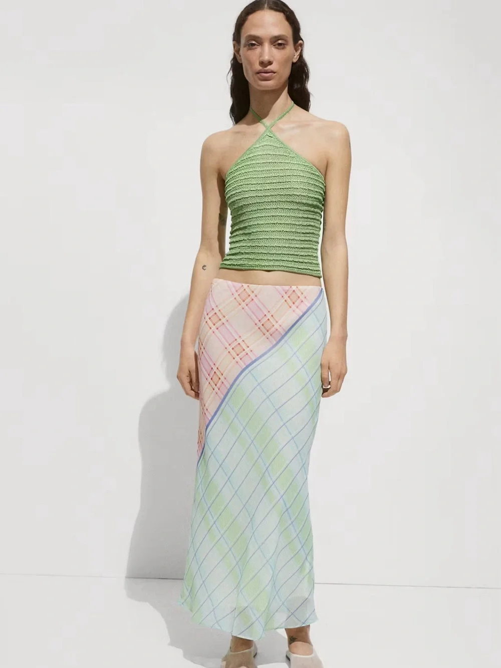 Mango Light Green Crochet Halter Tank - Picture 2 of 7